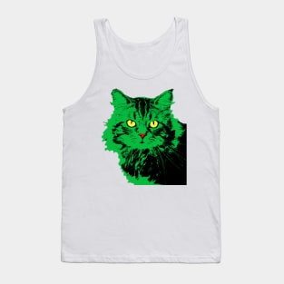 CAT POP ART  GREEN Tank Top